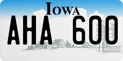 IA license plate AHA600