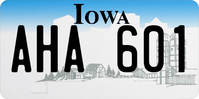 IA license plate AHA601