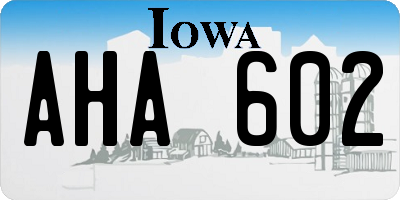 IA license plate AHA602