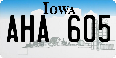 IA license plate AHA605