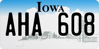 IA license plate AHA608