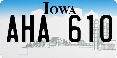 IA license plate AHA610