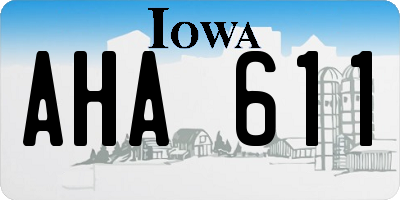 IA license plate AHA611