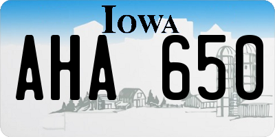 IA license plate AHA650