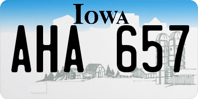 IA license plate AHA657