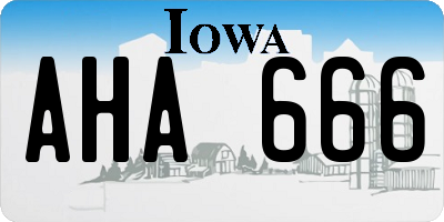 IA license plate AHA666