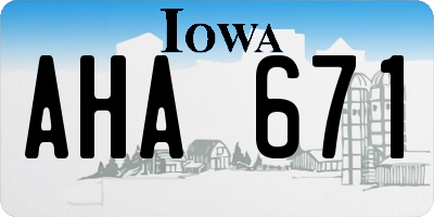 IA license plate AHA671