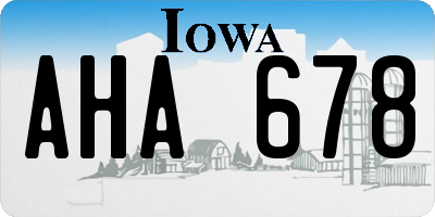 IA license plate AHA678