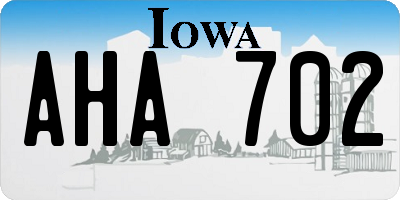 IA license plate AHA702