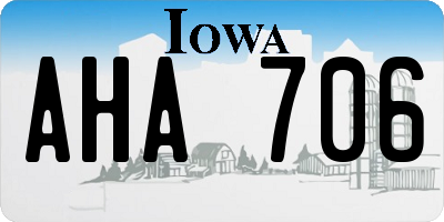 IA license plate AHA706