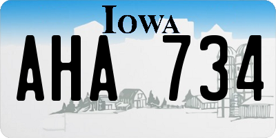 IA license plate AHA734