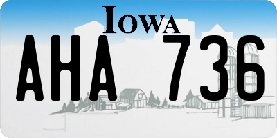 IA license plate AHA736