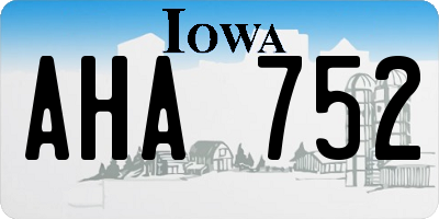IA license plate AHA752