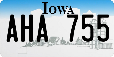 IA license plate AHA755