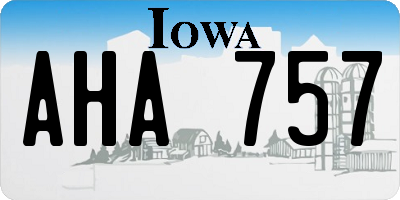 IA license plate AHA757