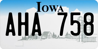 IA license plate AHA758