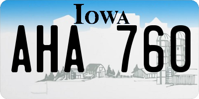 IA license plate AHA760