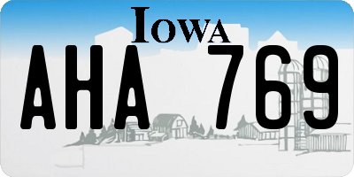 IA license plate AHA769