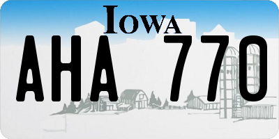 IA license plate AHA770