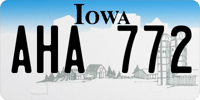IA license plate AHA772
