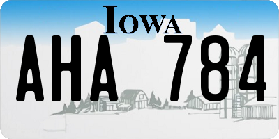 IA license plate AHA784