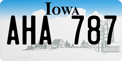IA license plate AHA787