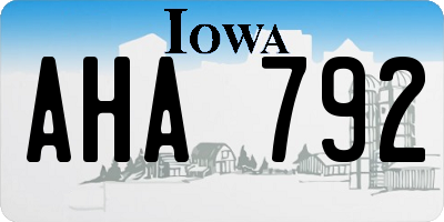 IA license plate AHA792