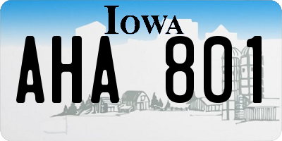 IA license plate AHA801