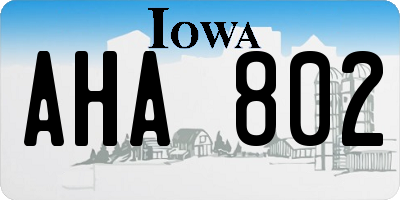IA license plate AHA802