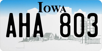IA license plate AHA803