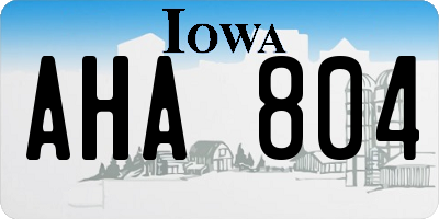 IA license plate AHA804