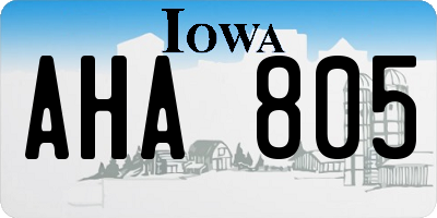 IA license plate AHA805