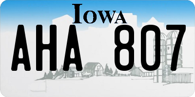 IA license plate AHA807