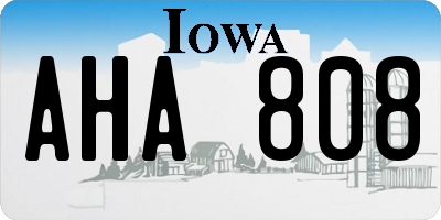 IA license plate AHA808