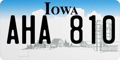 IA license plate AHA810