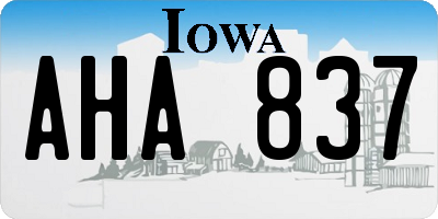 IA license plate AHA837