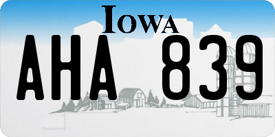 IA license plate AHA839