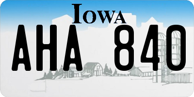 IA license plate AHA840
