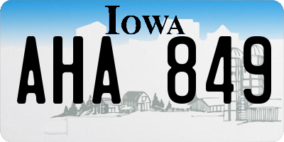 IA license plate AHA849