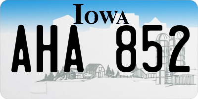 IA license plate AHA852