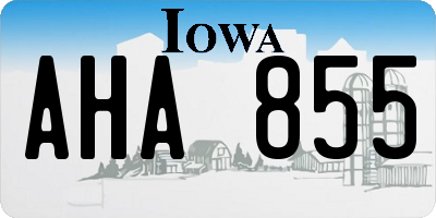 IA license plate AHA855