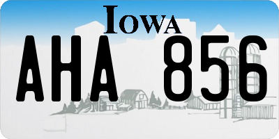 IA license plate AHA856