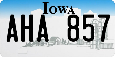 IA license plate AHA857