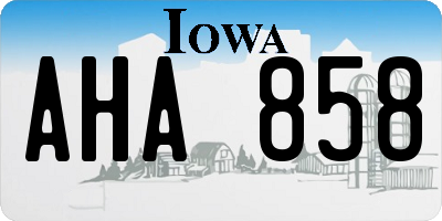 IA license plate AHA858
