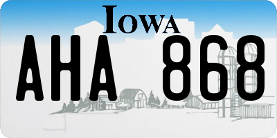IA license plate AHA868