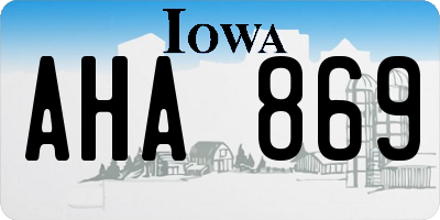 IA license plate AHA869
