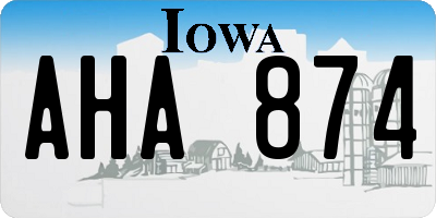 IA license plate AHA874