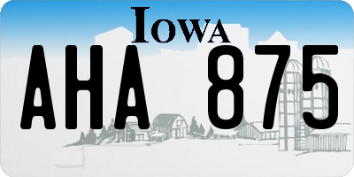IA license plate AHA875
