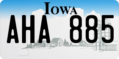 IA license plate AHA885