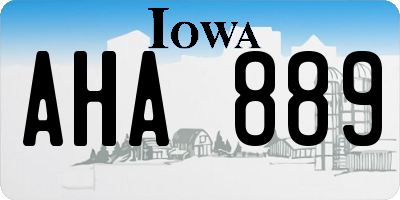 IA license plate AHA889